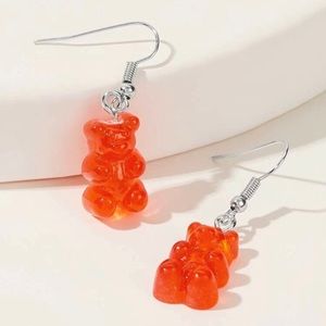 🌻 Just In!! Adorable Orange Bear Drop Earrings